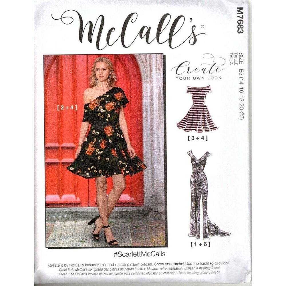 McCalls M7683 Misses 14 to 22 Special Occasion Dress Uncut Sewing Pattern